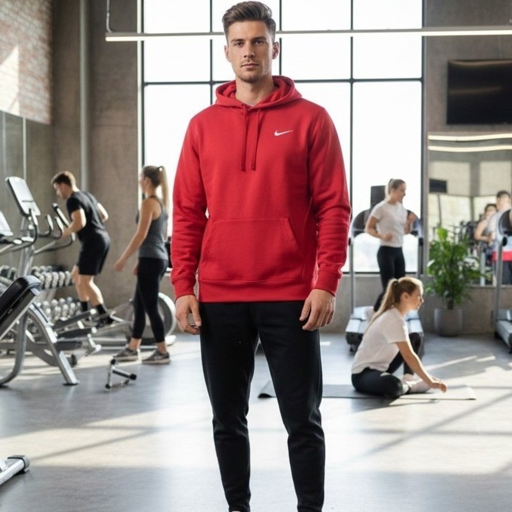 Nike M41563 PO Hoody Men's 2X Red Therma-FIT Fleece Pullover Hoodie XXL